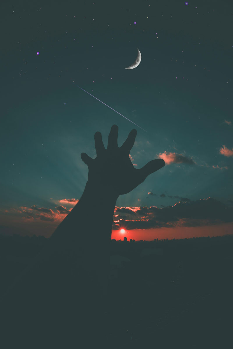 Silhouette et croissant de lune — Compatibilité amoureuse